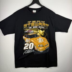 Vintage 2005 NASCAR Tony Stewart Large Home Depot Graphic T Shirt Black